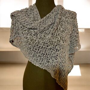 Knit slate blue shawl new one size